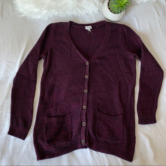 Dynamite Sweaters - Dynamite Burgundy Button Front V-Neck Cardigan